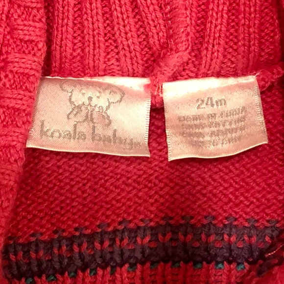 Pink knit cape with hood, multicolored design through the middle and fringe, 24M - Picture 5 of 6